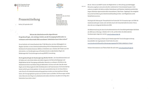 Pressemitteilung des Bundesgesundheitsministeriums 